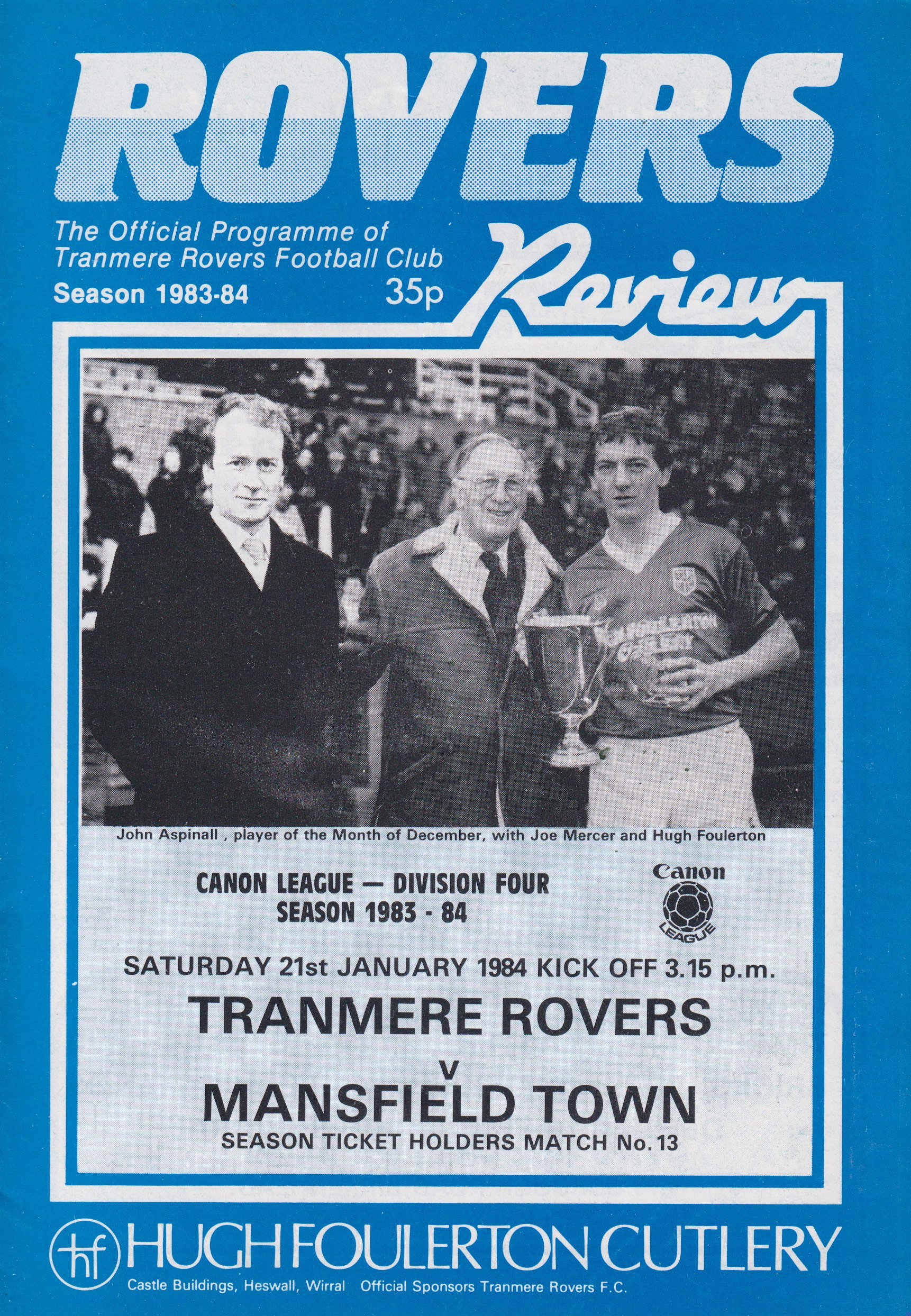 Tranmere Rovers v Mansfield Town match programme